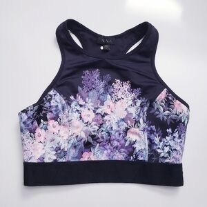 Alala Black And Purple Future Floral Longline Sports Bra